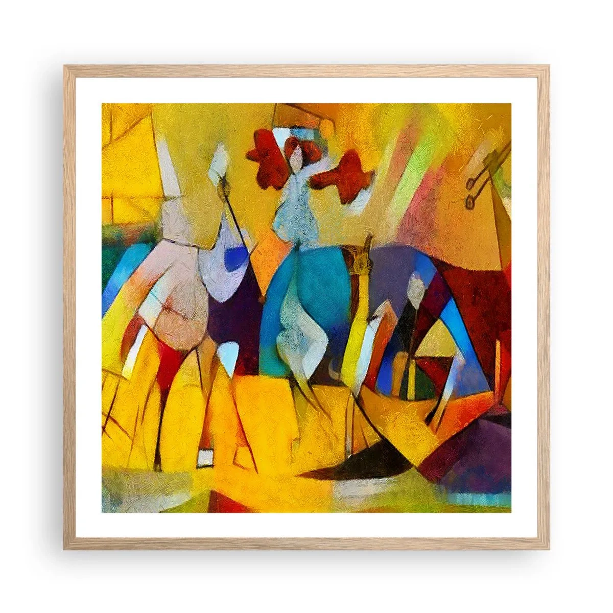 Pôster com moldura de carvalho claro - Sol - vida - alegria - 60x60 cm