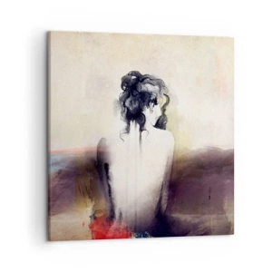 Quadro em tela - Linhas suaves, formas ovais - 50x50 cm