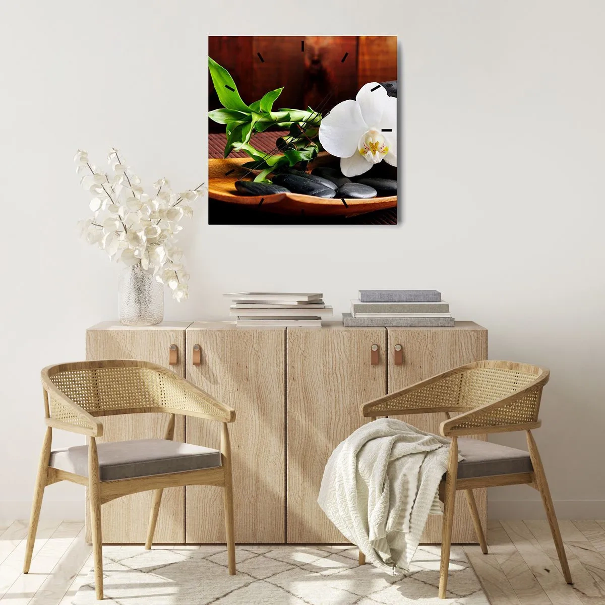 Relógio de parede - Relógio em vidro - Renda-se ao toque da natureza - 30x30 cm