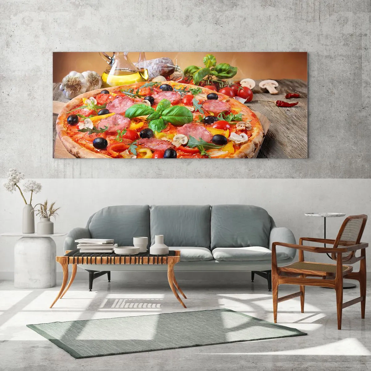 Quadro em vidro - Com um sabor verdadeiramente italiano - 90x30 cm