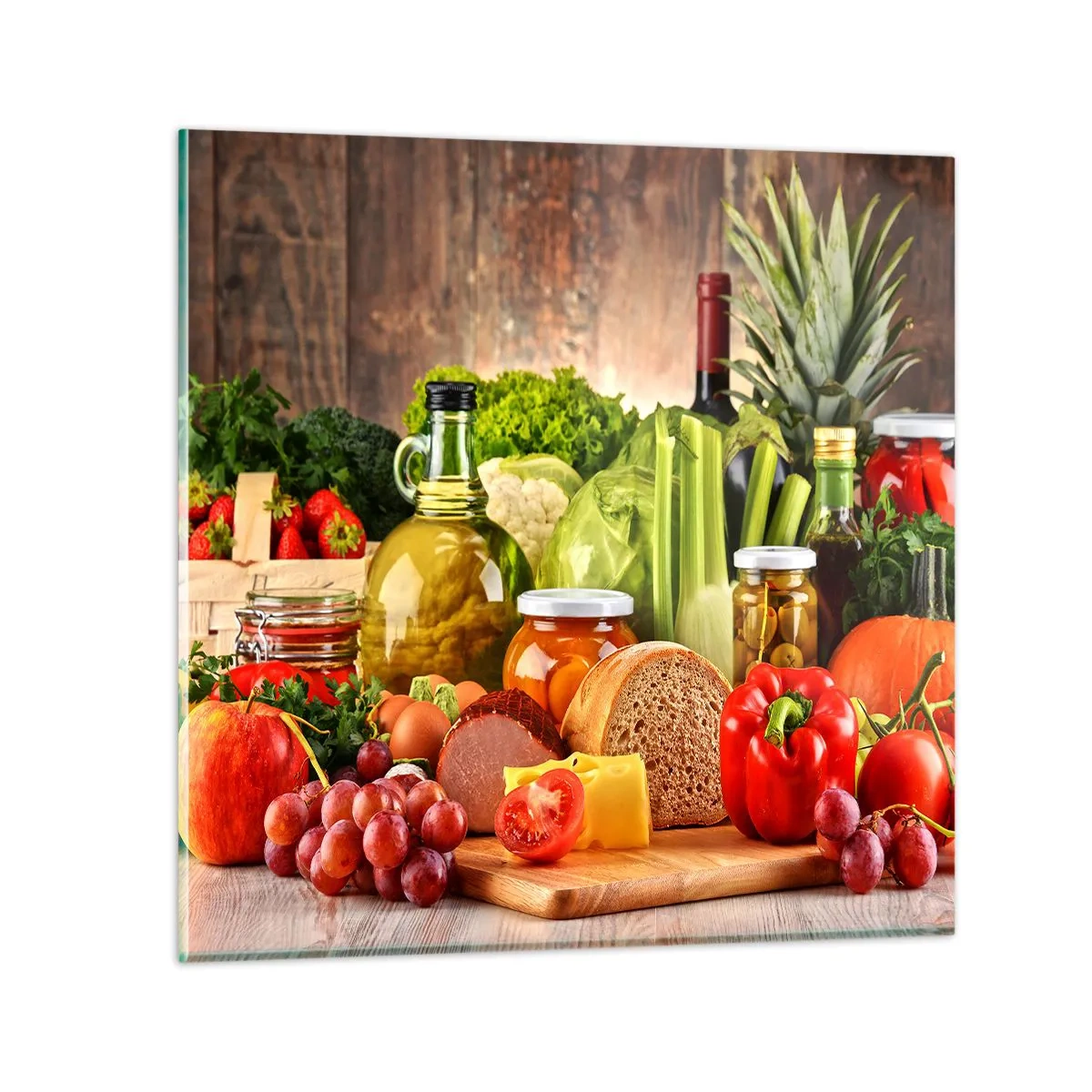 Quadro em vidro - Defumados, cozidos, em conserva - 60x60 cm