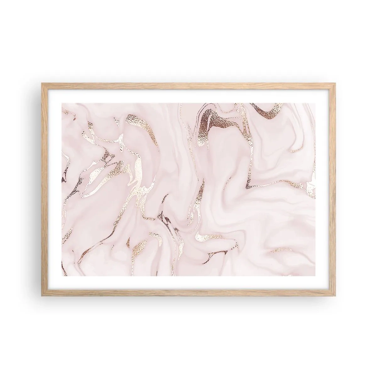 Pôster com moldura de carvalho claro - Num lenço cor-de-rosa - 70x50 cm