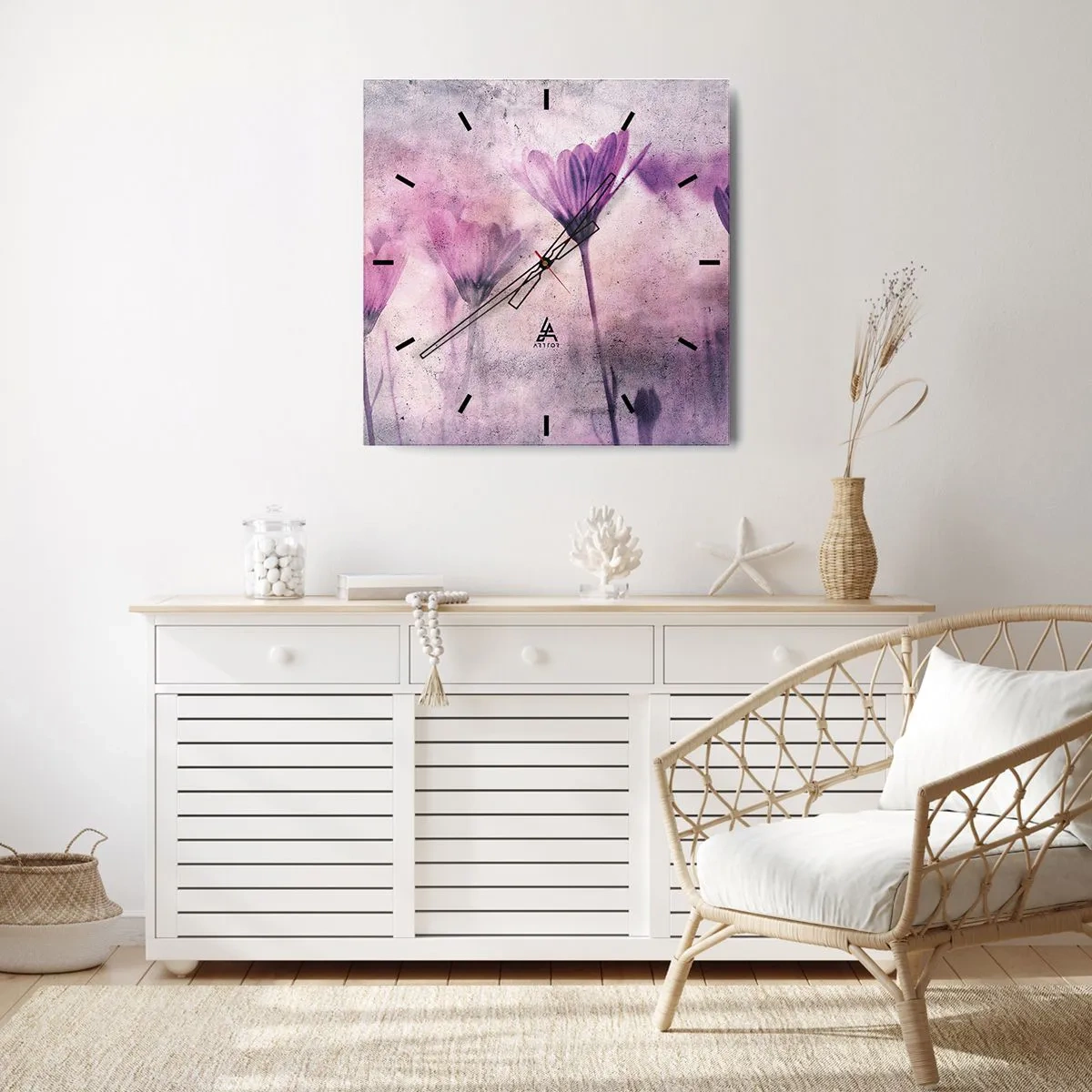 Relógio de parede - Relógio em vidro - Sonho de flores - 40x40 cm