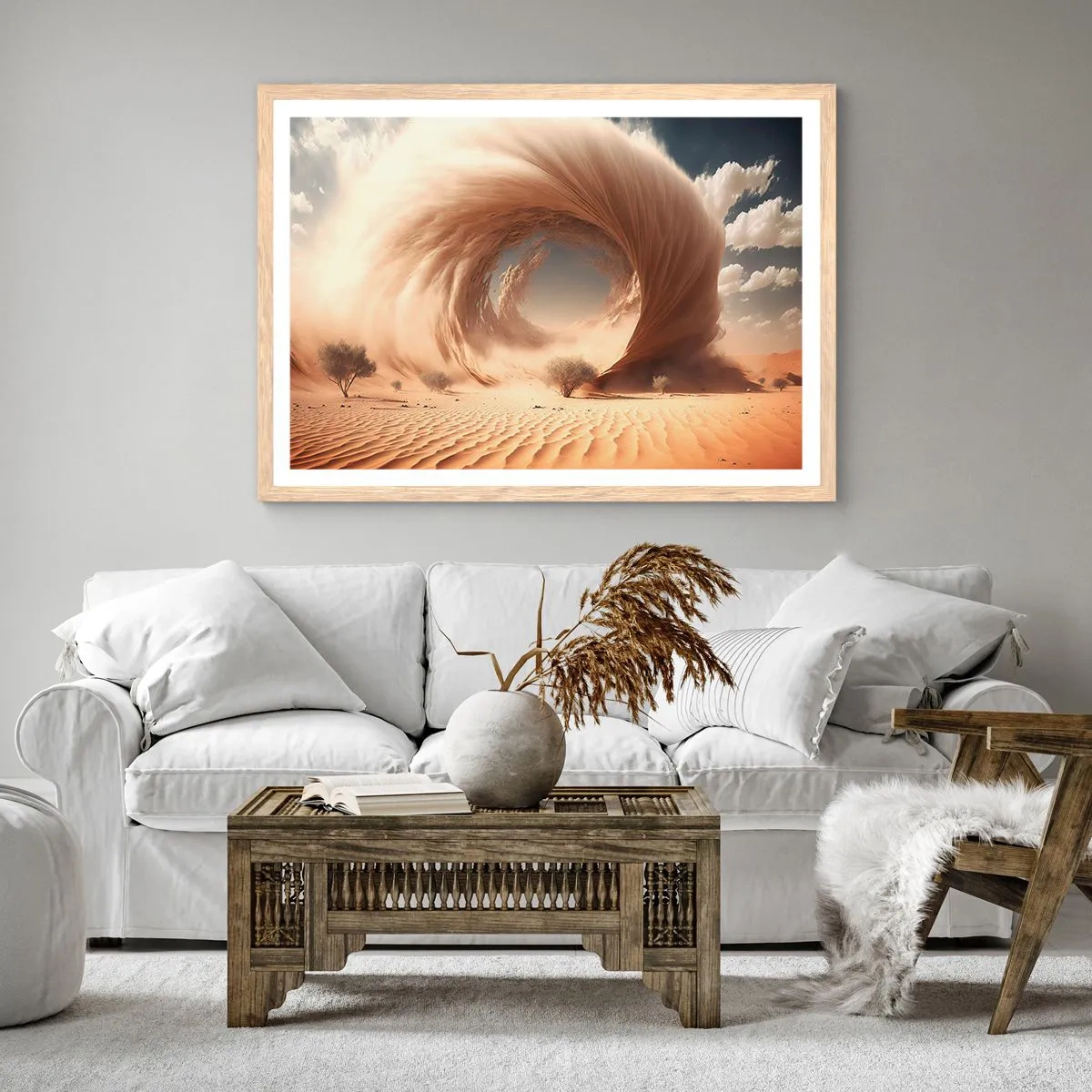 Pôster com moldura de carvalho claro - Portal aberto - 100x70 cm