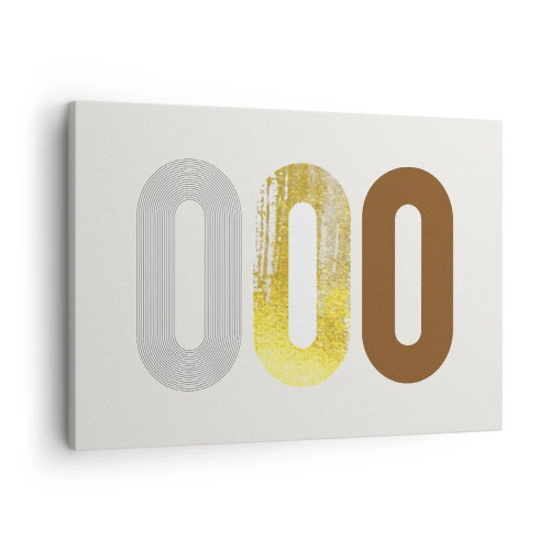 Quadro em tela - Motivo abstrato de três formas geométricas - 70x50cm - Uuu! - Decoração de parede moderna para a sala de estar e quarto ARTTOR