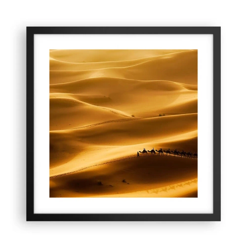 Pôster com moldura preta - Caravana nas ondas do deserto - 40x40 cm