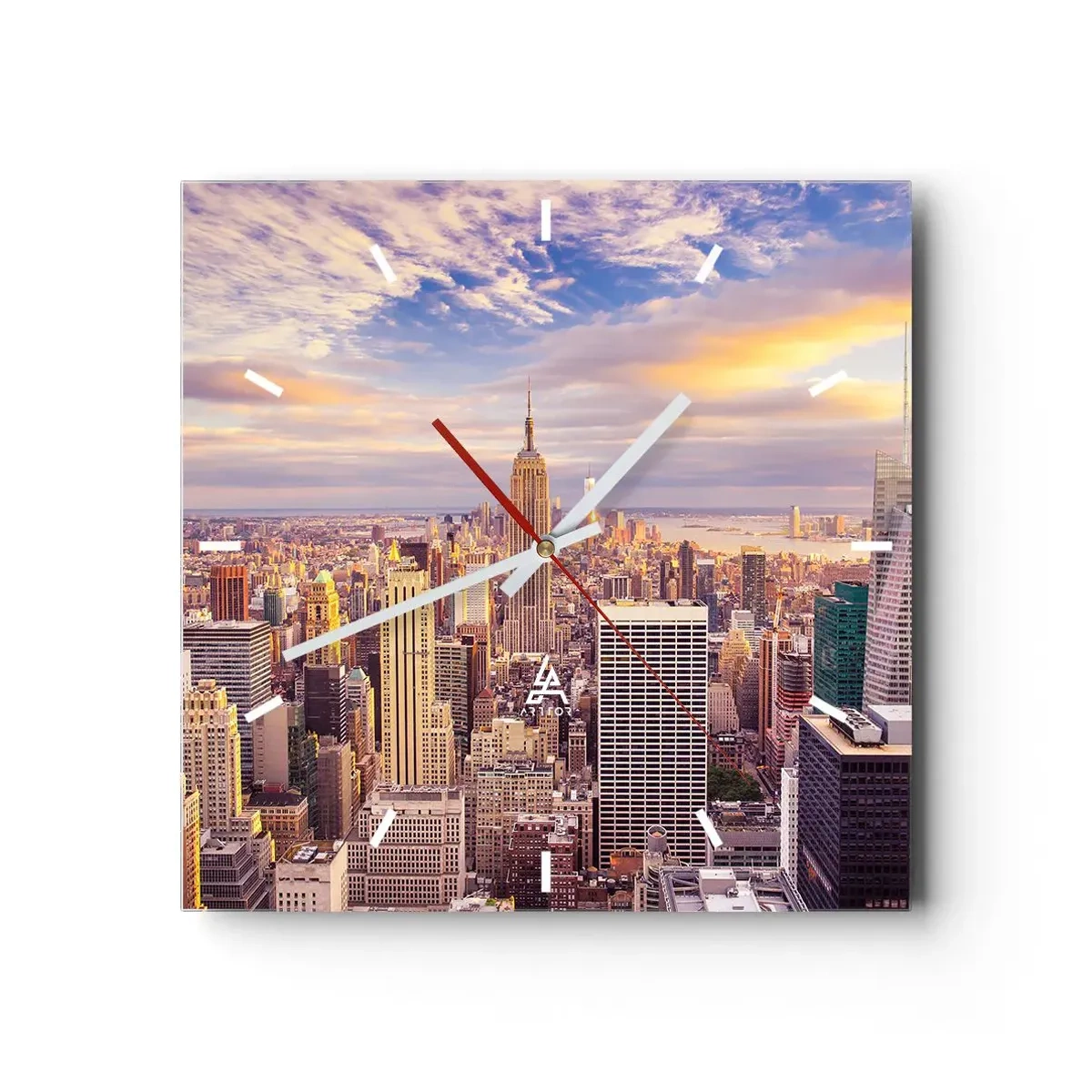 Relógio de parede - Relógio em vidro - Alcançar as nuvens - 40x40 cm