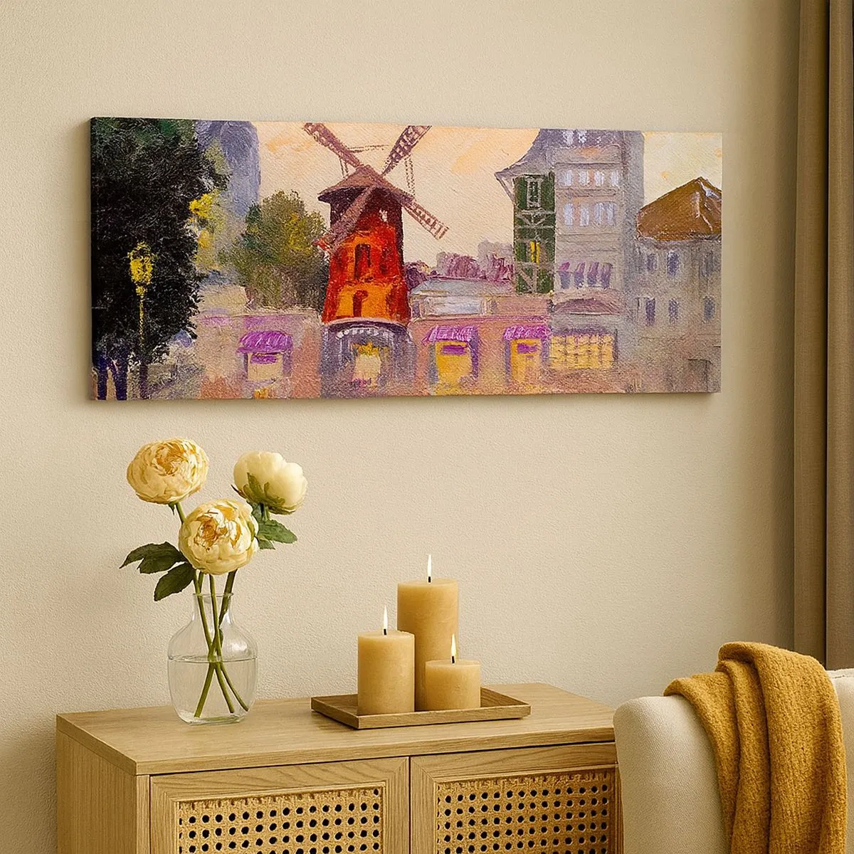 Quadro em tela - Ícones parisienses – Moulin Rouge - 100x40 cm