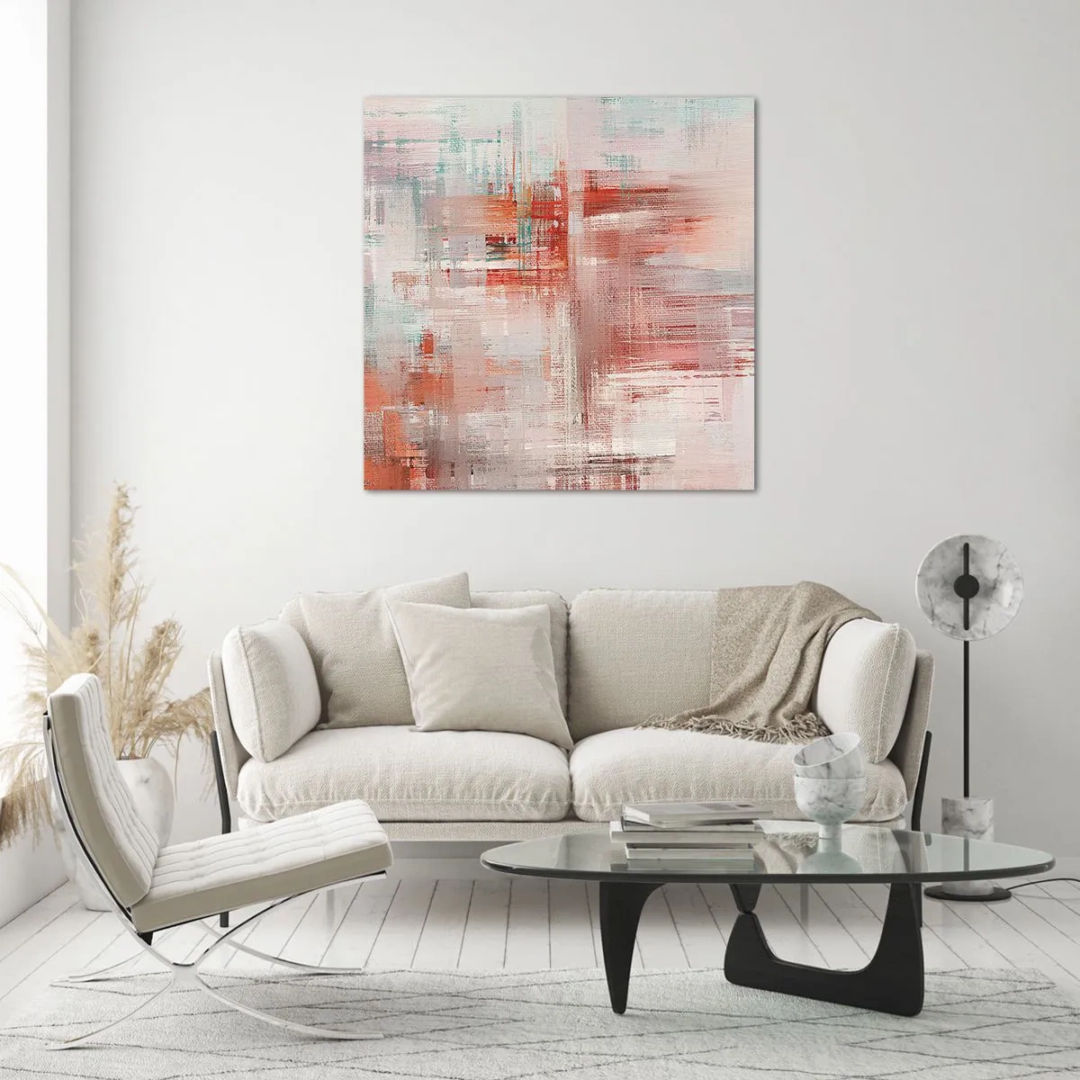 Quadro em vidro - Nebuloso. Mas rosa - 50x50 cm