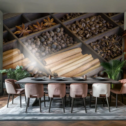 Papel de Parede Premium Canvas - Um tesouro de aromas - Especiarias, Café, Canela - 300x210 cm