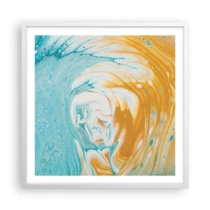 Pôster em moldura branca - Vórtice em pastel - 60x60 cm