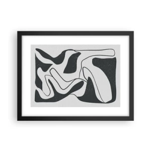Pôster com moldura preta - Labirinto abstrato divertido - 40x30 cm