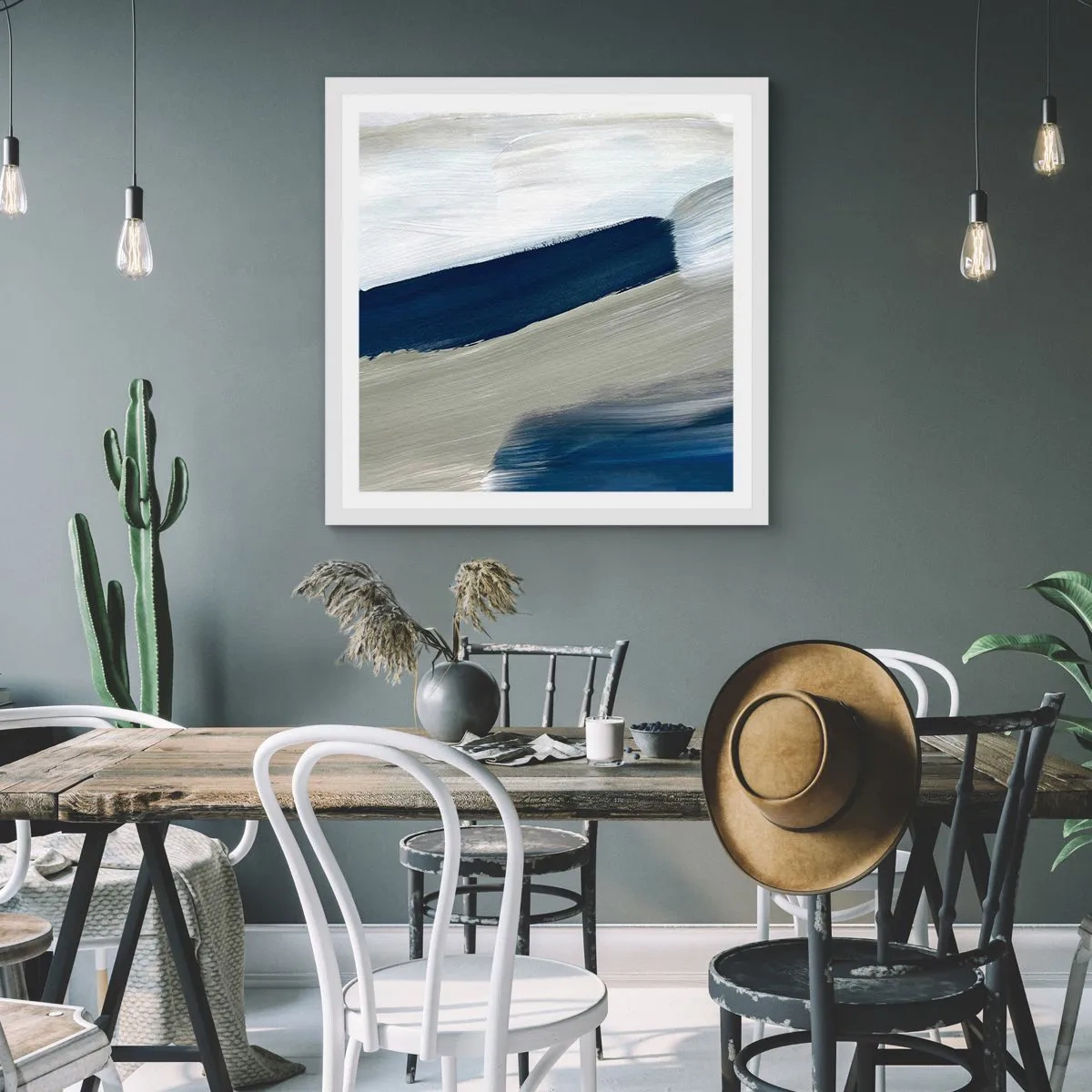 Pôster em moldura branca - Encontro com a brancura - 60x60 cm