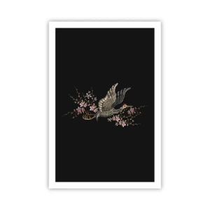 Pôster - Pássaro exótico e bordado - 61x91 cm