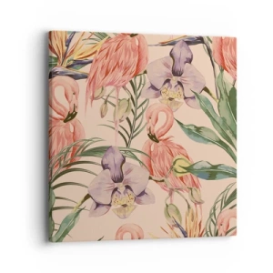 Quadro em tela - Balé rosa em flores - 40x40 cm