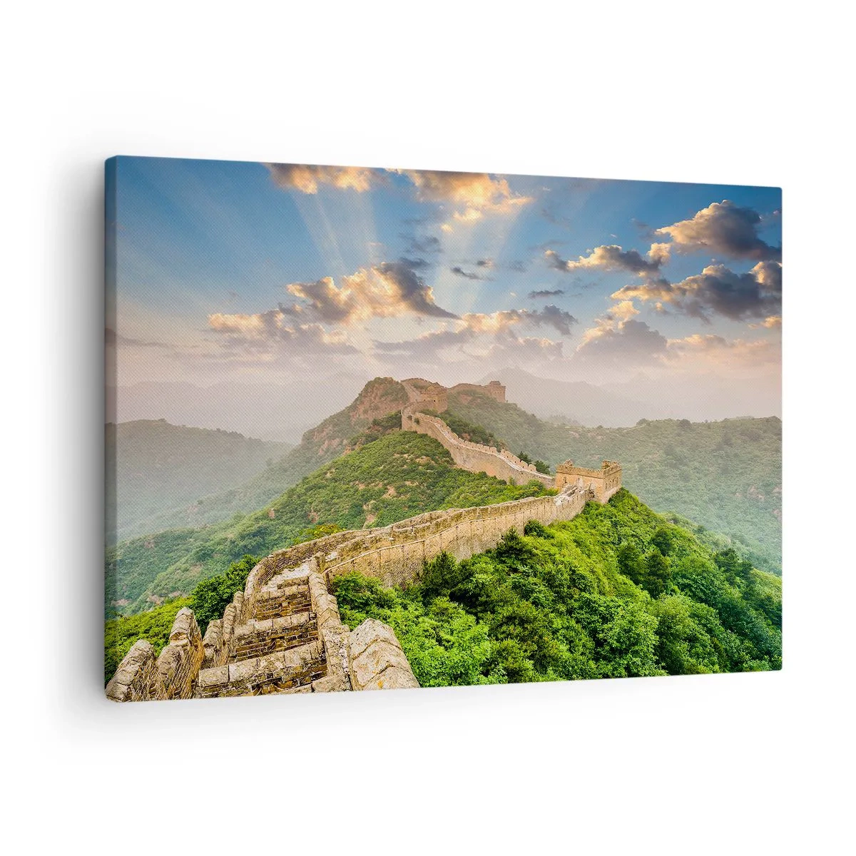 Quadro em tela - A Grande Muralha da China iluminada pela luz do sol em uma paisagem pitoresca - 70x50cm - Grandeza eterna - Decoração de parede moderna para a sala de estar e quarto ARTTOR