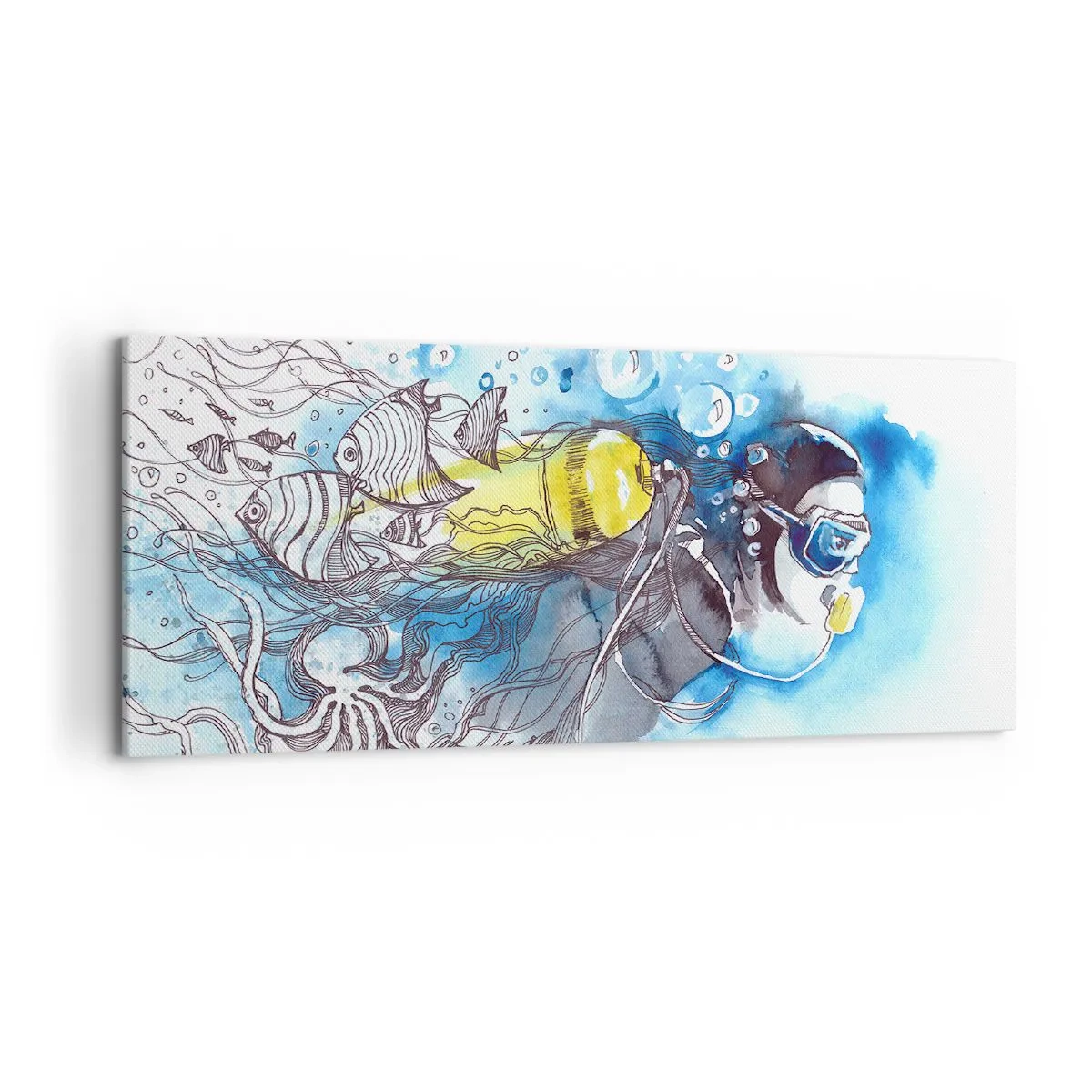 Quadro em tela - Azul Infinito - 120x50 cm
