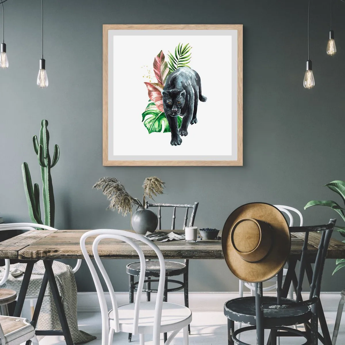 Pôster com moldura de carvalho claro - Coração selvagem - 60x60 cm