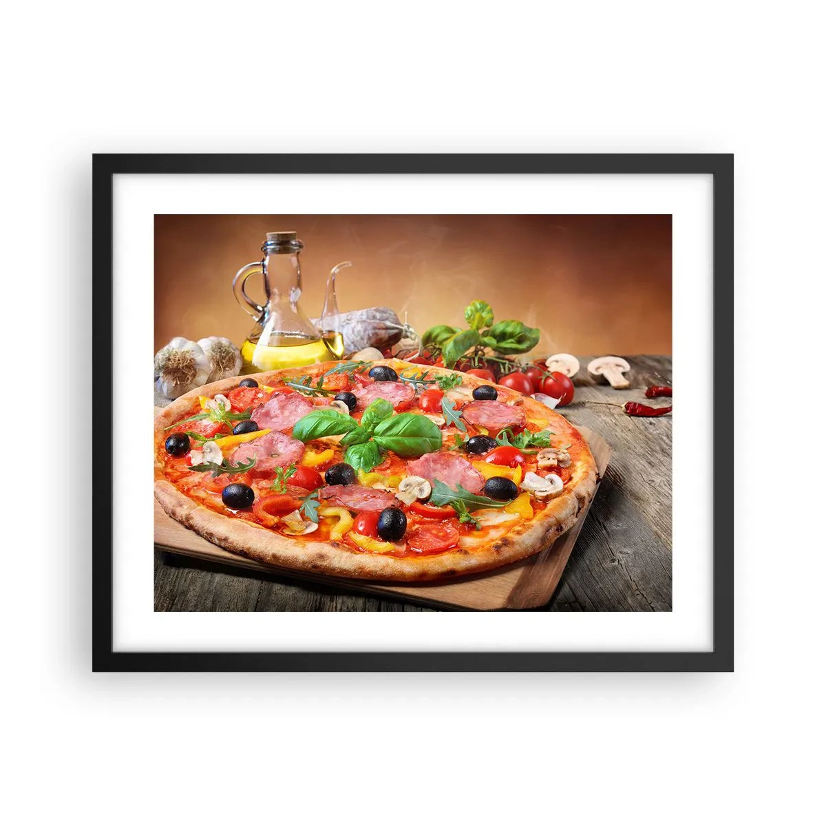 Pôster com moldura preta - Com um sabor verdadeiramente italiano - 50x40 cm