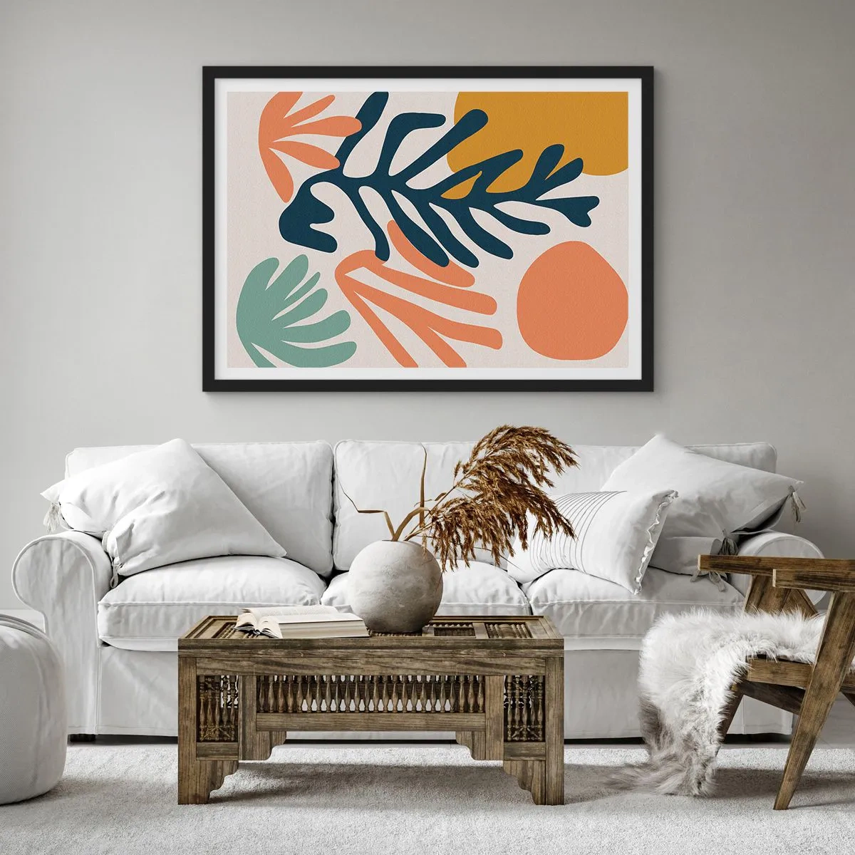 Pôster com moldura preta - Mares de coral - 91x61 cm