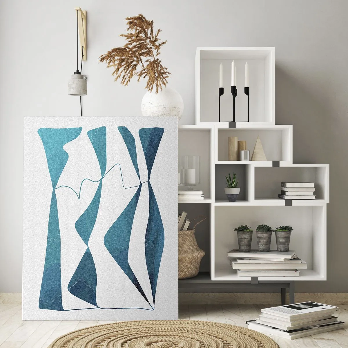 Quadro em vidro - Abstração: composto turquesa - 80x120 cm