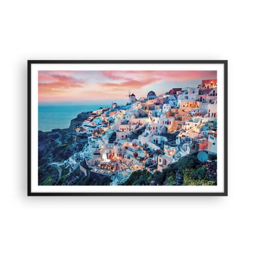 Pôster com moldura preta - As suas grandes férias gregas - 91x61 cm