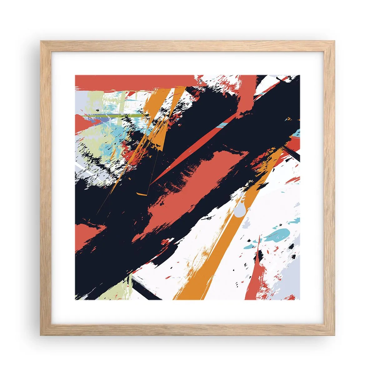 Pôster com moldura de carvalho claro - Composição dinâmica - 40x40 cm