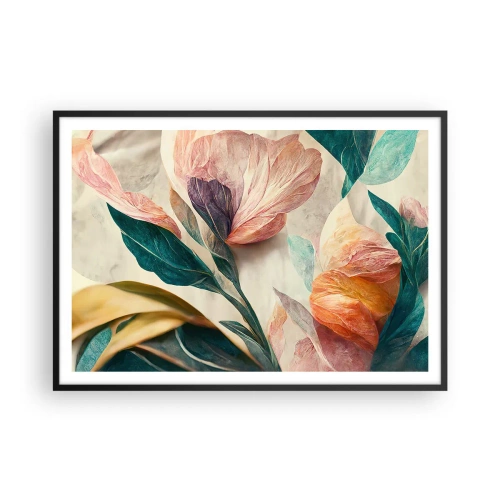 Pôster com moldura preta - Flores das ilhas do sul - 100x70 cm