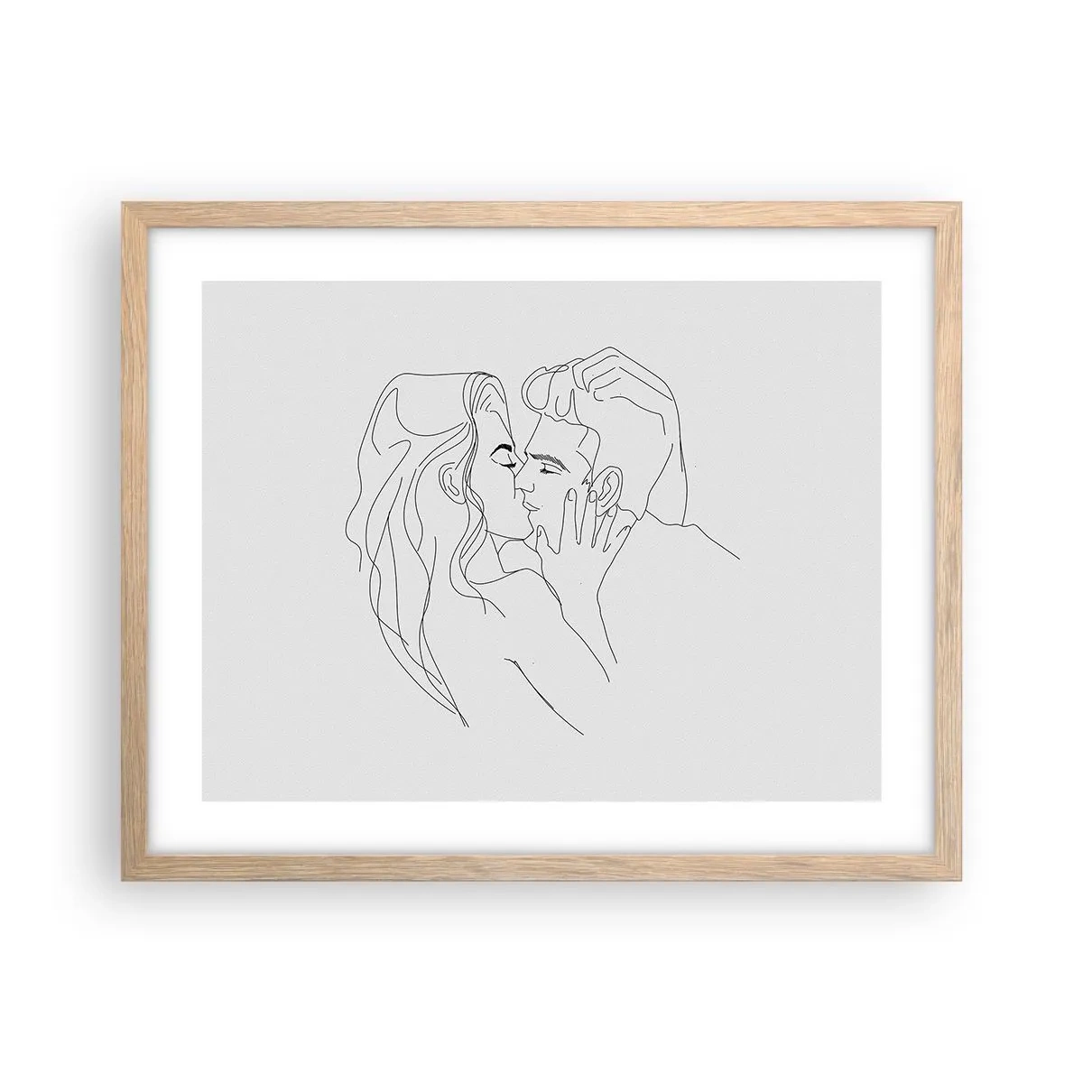 Pôster com moldura de carvalho claro - Com a mesma linha - 50x40 cm