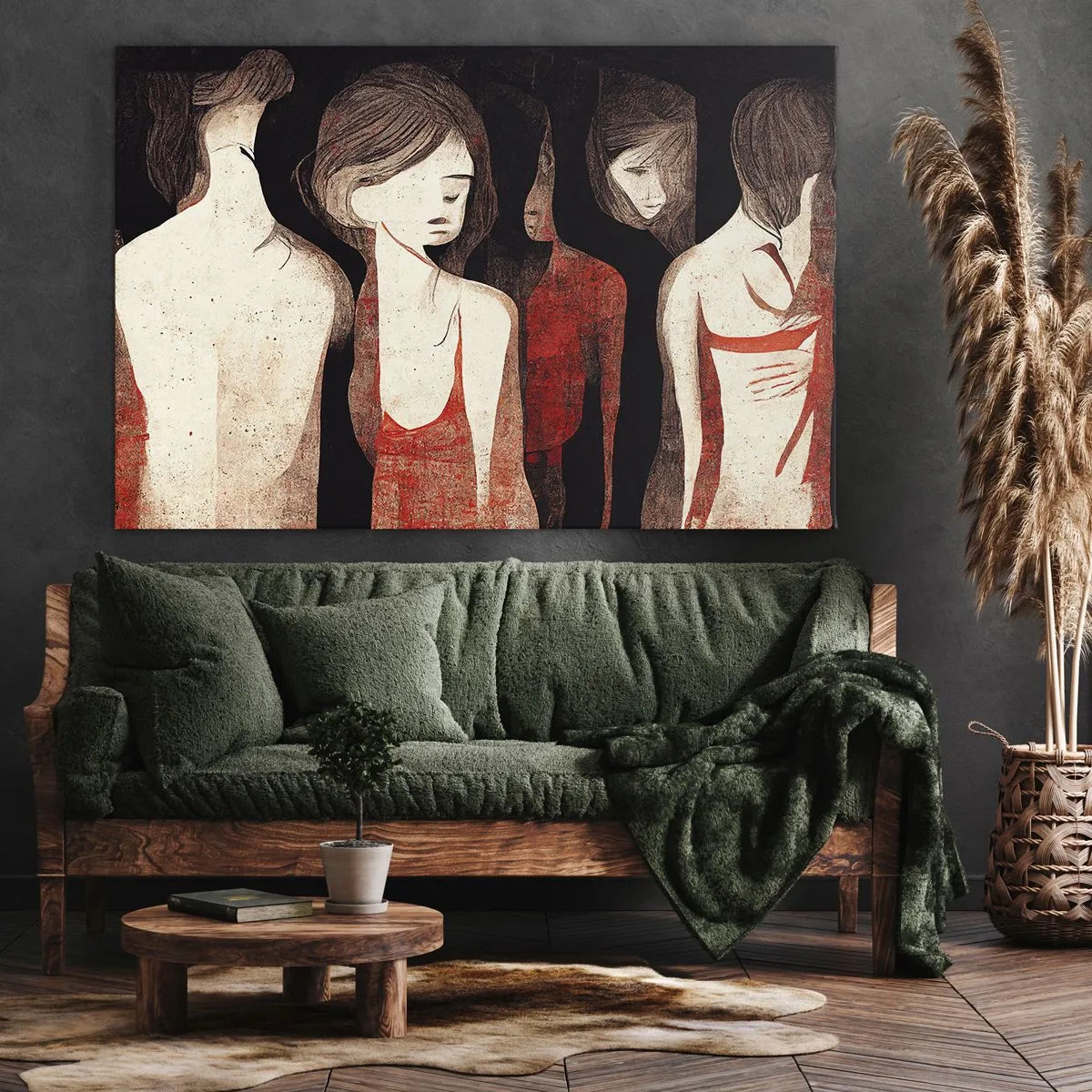 Quadro em tela - Figuras artísticas em uma composição abstrata - 70x50cm - Madonas das trevas - Decoração de parede moderna para a sala de estar e quarto ARTTOR