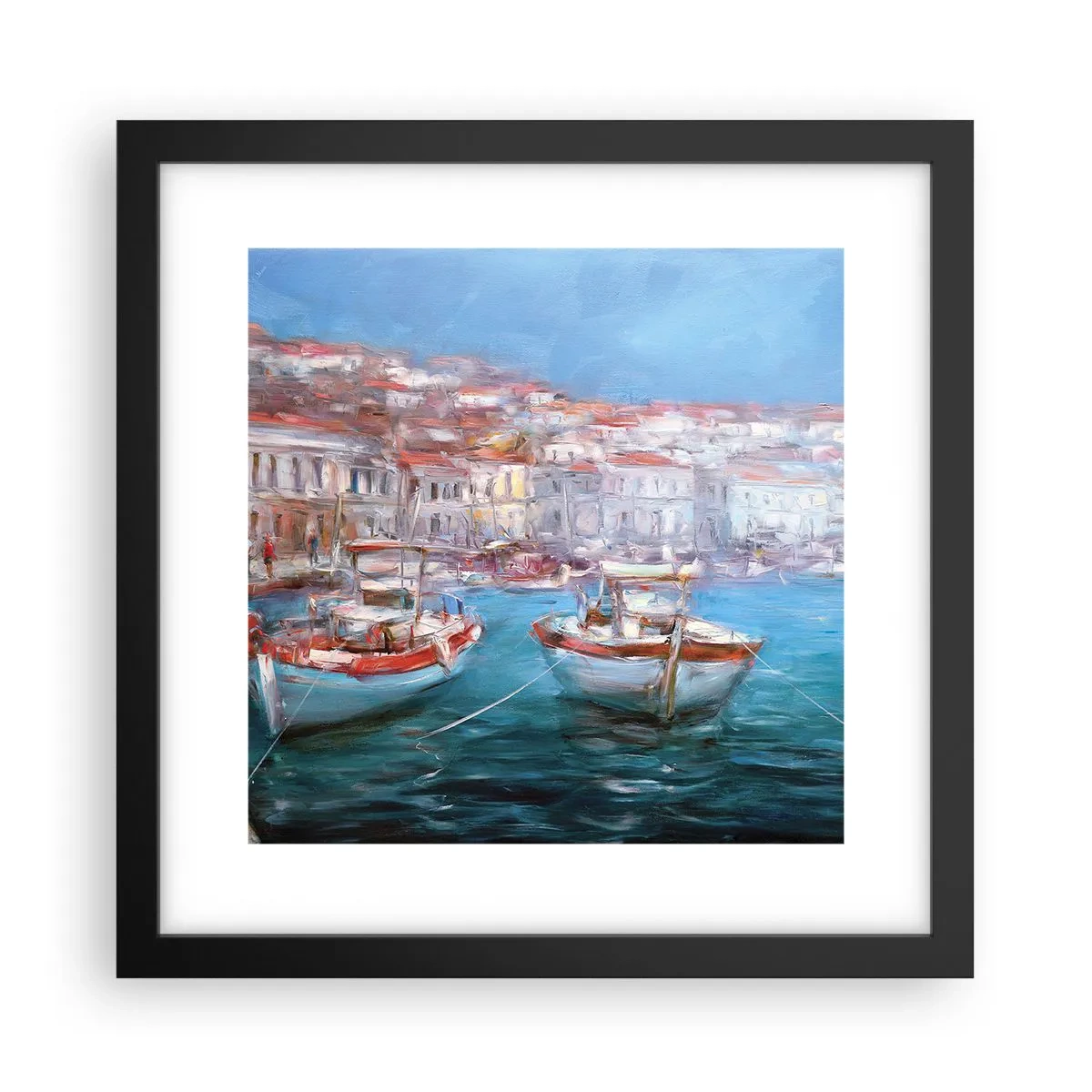 Pôster com moldura preta - Baía italiana - 30x30 cm