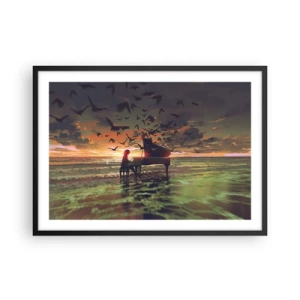 Pôster com moldura preta - Um concerto de piano e ondas - 70x50 cm