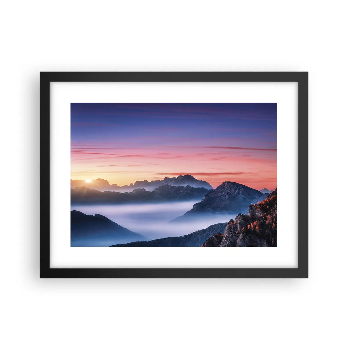 Pôster com moldura preta - Acima dos vales - 40x30 cm