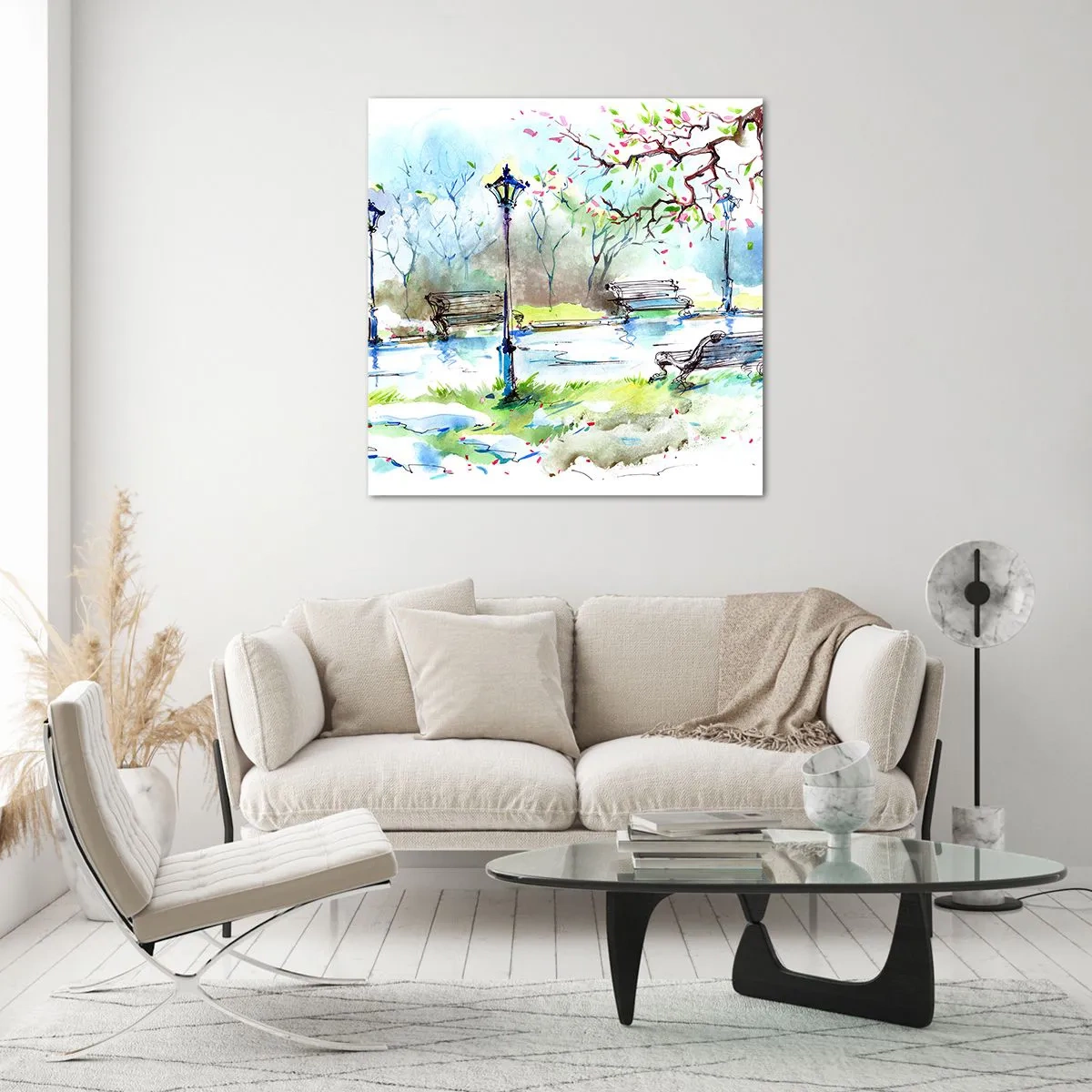 Quadro em vidro - O encanto do silêncio do parque - 60x60 cm