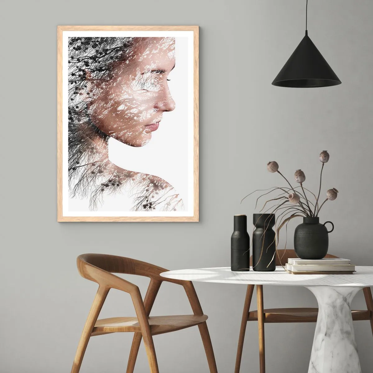 Pôster com moldura de carvalho claro - Espírito da floresta - 61x91 cm