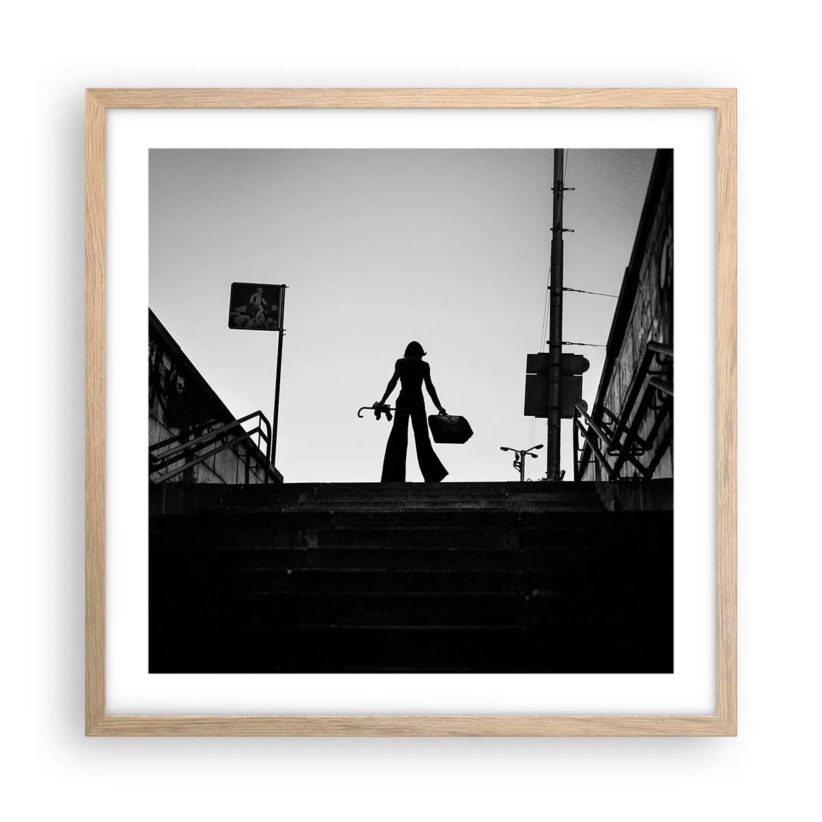 Pôster com moldura de carvalho claro - Caminhadas urbanas - 50x50 cm