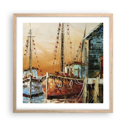 Pôster com moldura de carvalho claro - Um regresso tranquilo - 50x50 cm