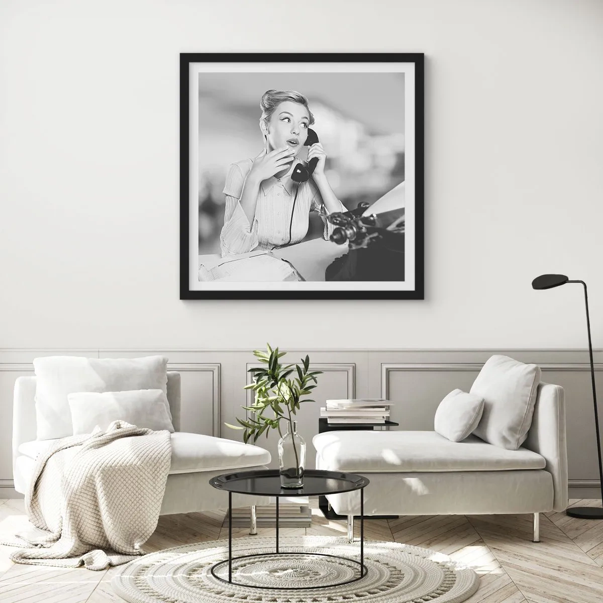 Pôster com moldura preta - Olá, estes são os anos 50. - 60x60 cm