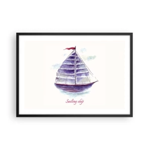 Pôster com moldura preta - Cheio de velas e águas calmas - 70x50 cm