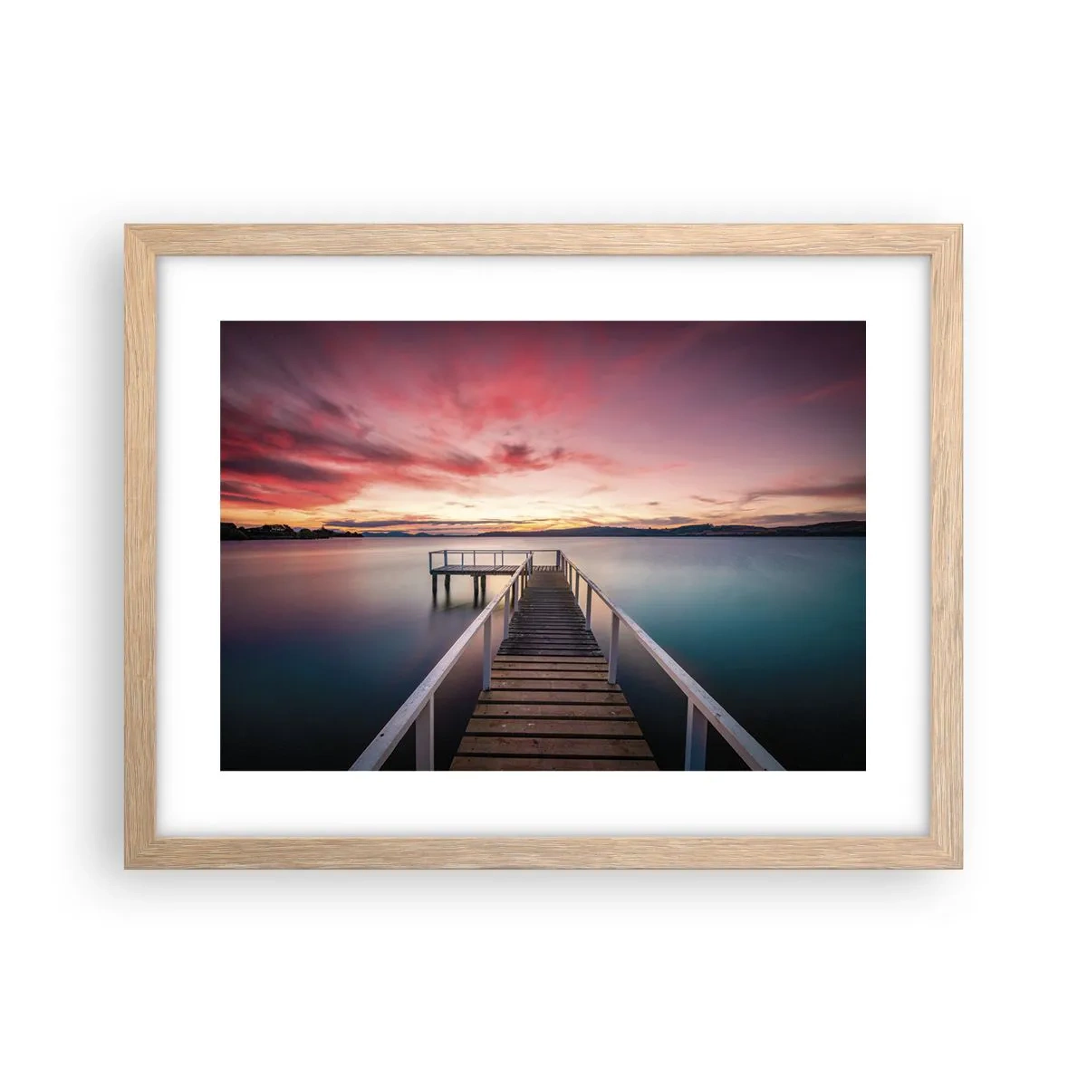 Pôster com moldura de carvalho claro - A chama suave da noite - 40x30 cm