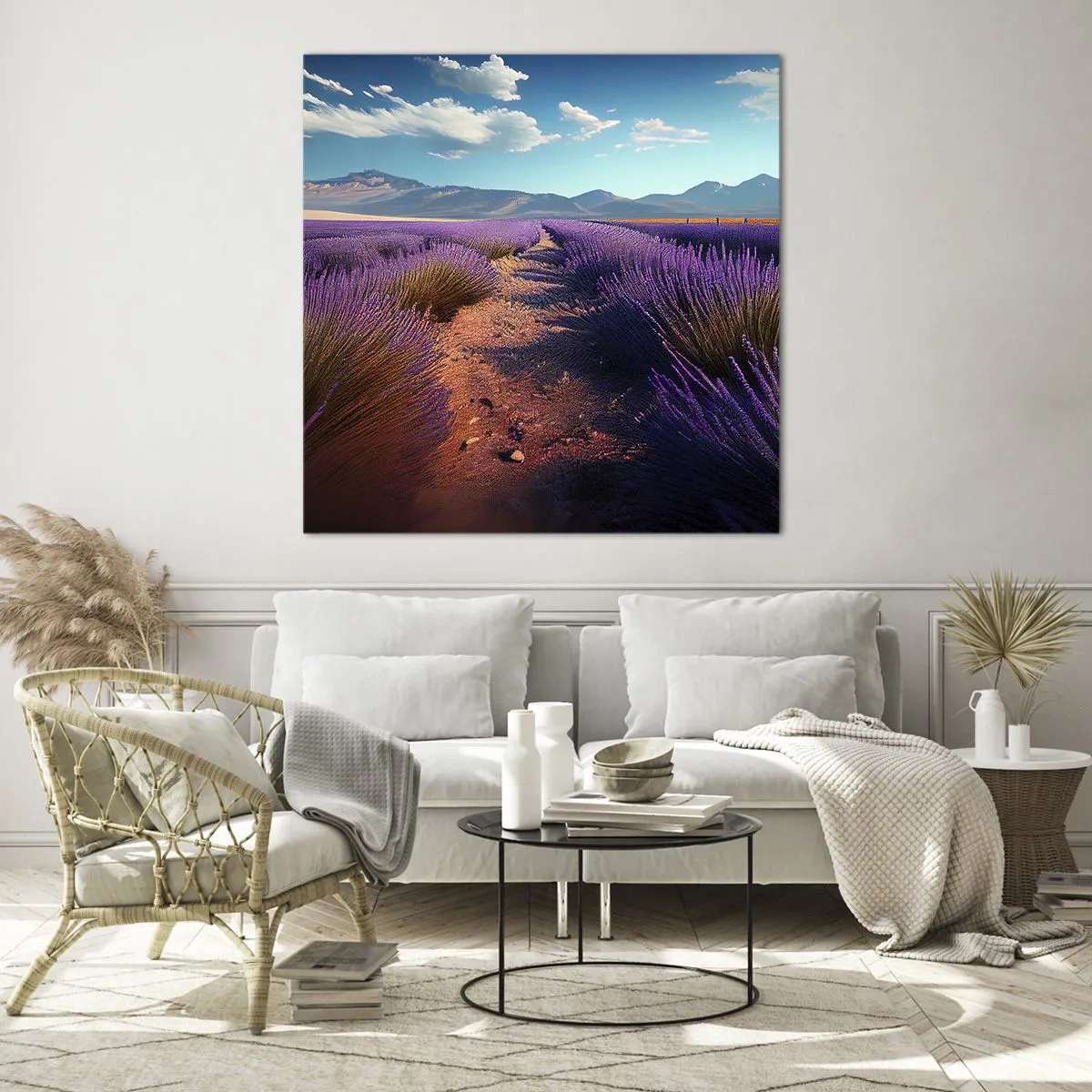 Quadro em vidro - Campos perfumados - 40x40 cm