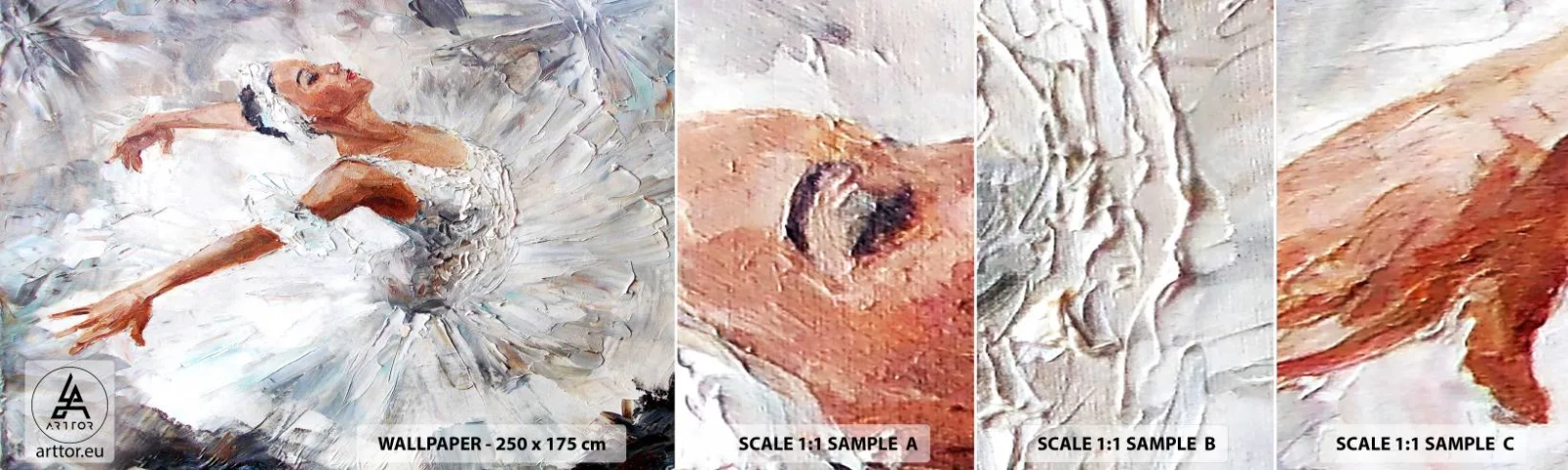 Amostra de Papel de Parede Standard Eco - Delicado e leve como tule - Bailarina, Dança, Balé - 100x30 cm