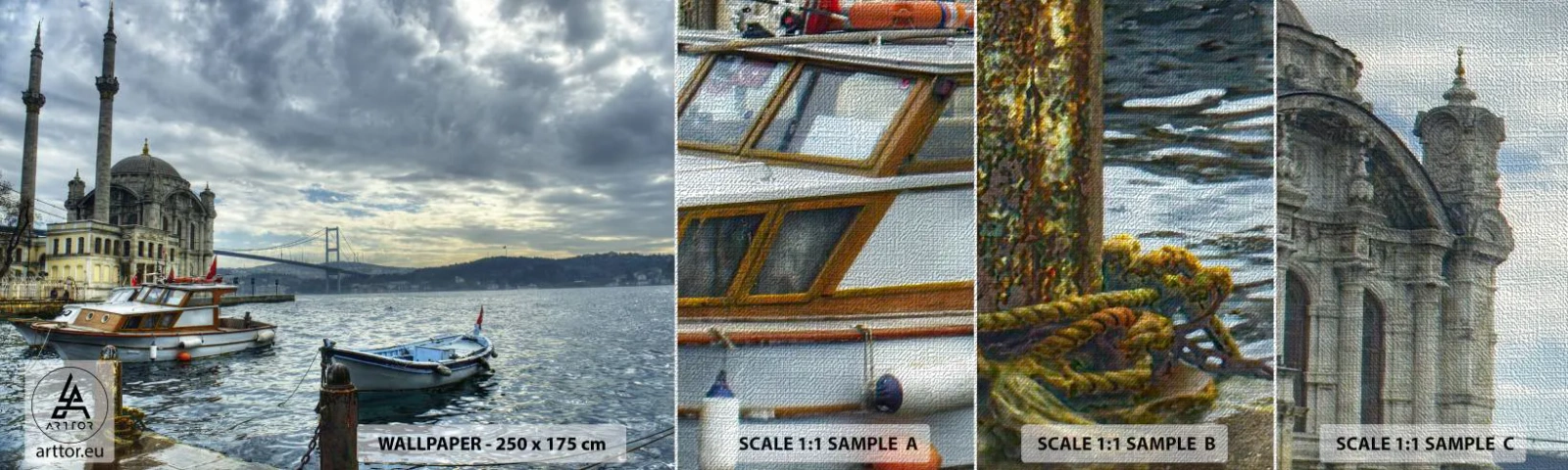 Amostra de papel de parede Premium Canvas - Na fronteira dos mundos - Cidade, Istambul, Turquia - 100x30 cm