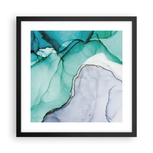 Pôster com moldura preta - Estudo em turquesa - 40x40 cm