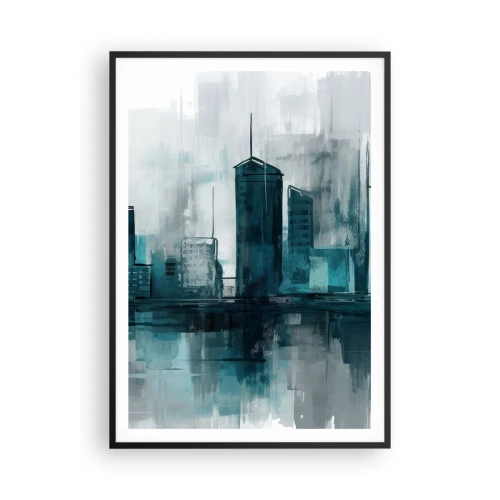 Pôster com moldura preta - Uma cidade da cor da chuva - 70x100 cm