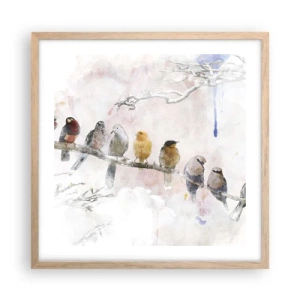 Pôster com moldura de carvalho claro - Reunião alada - 50x50 cm