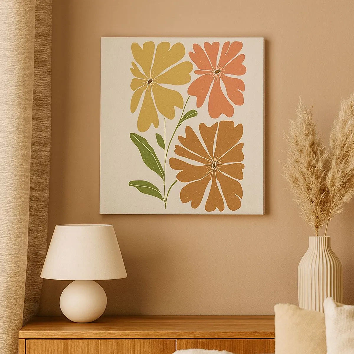 Quadro em tela - Natureza e geometria - 30x30 cm