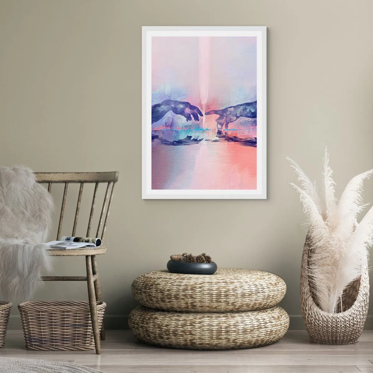 Pôster em moldura branca - Faísca divina da vida - 40x50 cm