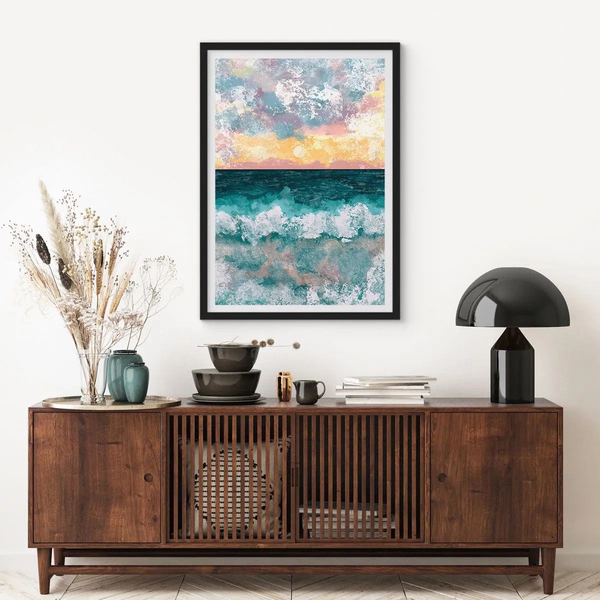 Pôster com moldura preta - Água, luz, ar - 61x91 cm