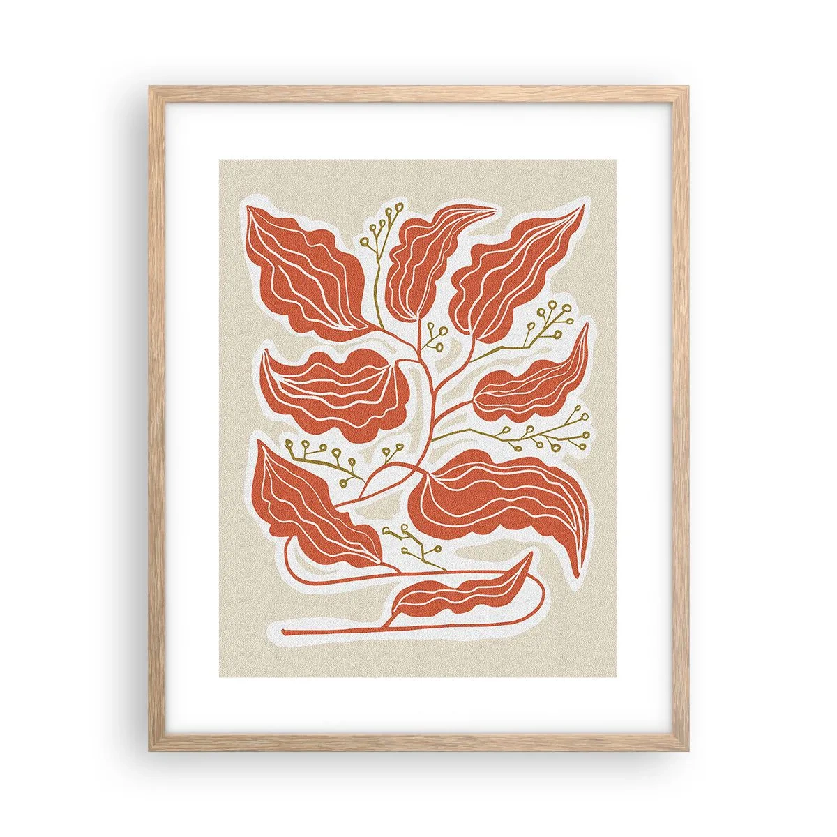 Pôster com moldura de carvalho claro - Folclórico e coral - 40x50 cm